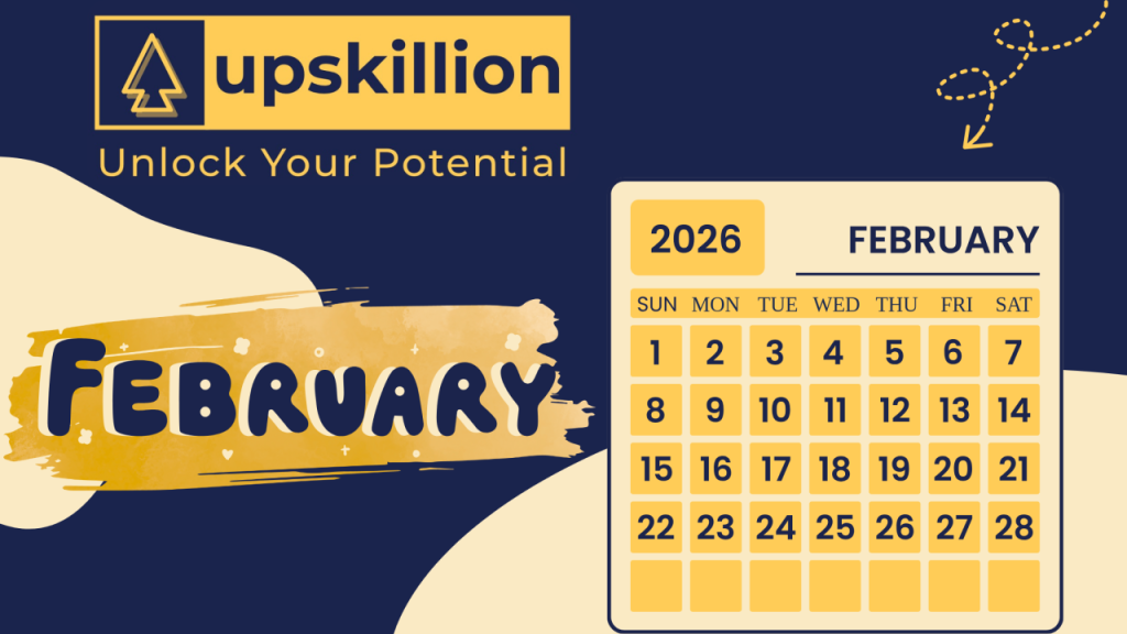 Upskillion February 2026 calendar design