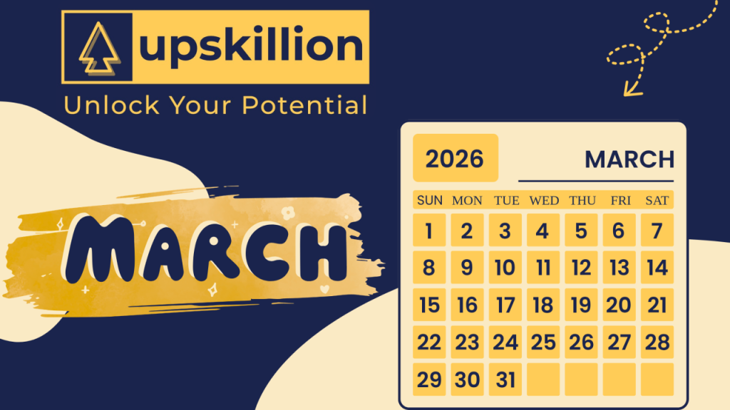 Upskillion March 2026 calendar graphic